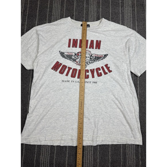 Indian Motorcycles Shirt Mens 2XL Heather Gray Spell Out Vtg 90s Single Stitch - Picture 7 of 10
